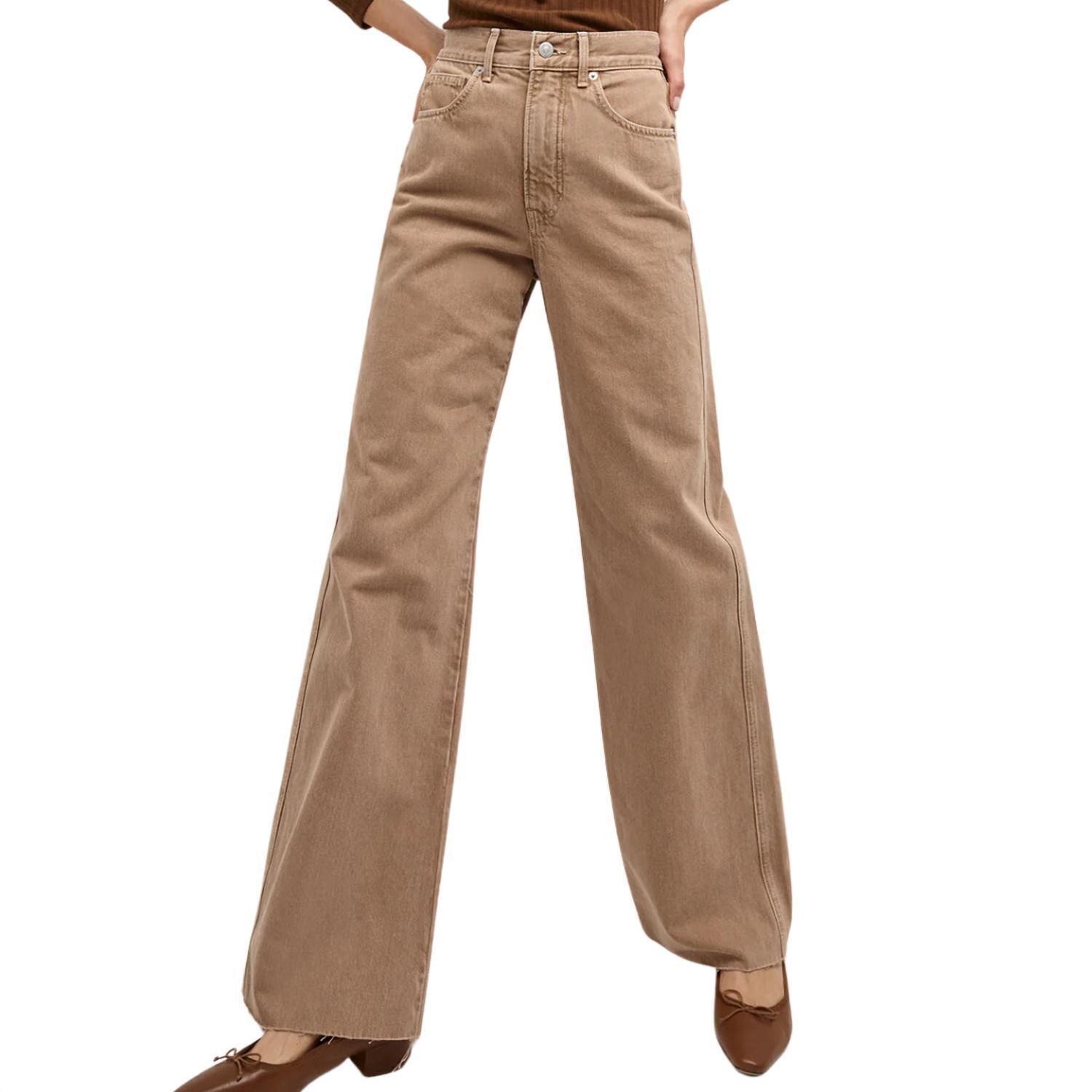 New Veronica Beard Women's Taylor Wide Leg Jean In Tan Sierra